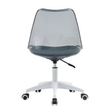 English Elm Smoke Gray Modern Home Office Desk and Chair, Adjustable 360 ° Rotating Chair Engineering Plastic Armless Rotating Computer Chair, Suitable For Living Rooms, Bedrooms, and Offices