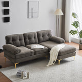 English Elm 83" Modern Sectional Sofas Couches Velvet L Shaped Couches For Living Room, Bedroom, Brown