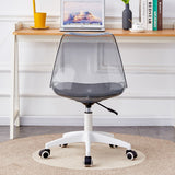 English Elm Smoke Gray Modern Home Office Desk and Chair, Adjustable 360 ° Rotating Chair Engineering Plastic Armless Rotating Computer Chair, Suitable For Living Rooms, Bedrooms, and Offices