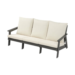 English Elm HIPS 3 Seater Sofa with Cushions — Weatherproof HIPS Outdoor Patio Couch for Porch, Poolside, Terrace Grey W1209114910