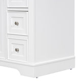 English Elm 36" Bathroom Vanity Without Sink, Cabinet Base Only, One Cabinet and Six Drawers, White