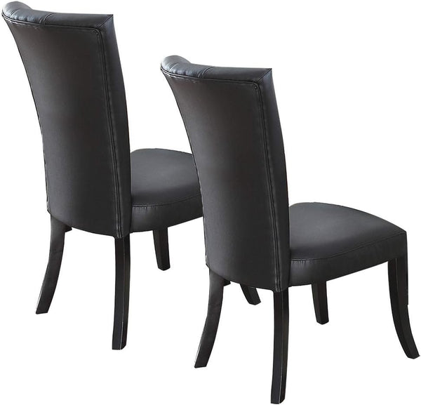 English Elm Black Wide Flair Back Dining Chairs Set of 2 - Faux Leather Upholstered PU, Cushion Comfort, 22x26x41" HSESF00F1591