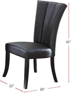 English Elm Black Wide Flair Back Dining Chairs Set of 2 - Faux Leather Upholstered PU, Cushion Comfort, 22x26x41" HSESF00F1591