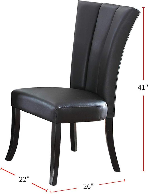 English Elm Black Wide Flair Back Dining Chairs Set of 2 - Faux Leather Upholstered PU, Cushion Comfort, 22x26x41" HSESF00F1591