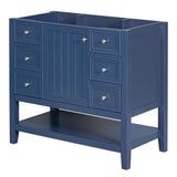 English Elm 36" Bathroom Vanity Without Sink, Cabinet Base Only, One Cabinet and Three Drawers, Blue