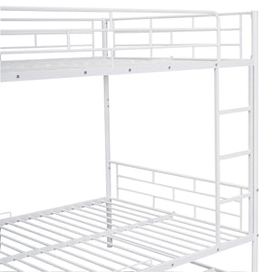English Elm Full Full Over Metal Bunk Bed with Integrated Ladder, Guardrails and Under-Shelf Storage, Sturdy Steel Frame White SF000006AAK