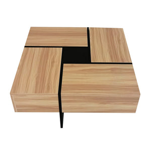 English Elm [new Picture] Square Coffee Table with Hidden Storage and Extendable Sliding Gloss Top WF305182AAD