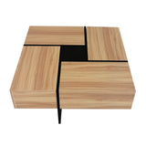 Hearth and Haven On-Trend Unique Design Coffee Table with 4 Hidden Storage Compartments, Square Cocktail Table with Extendable Sliding Tabletop, Uv High-Gloss Design Center Table For Living Room, 31.5"X 31.5" WF305182AAD