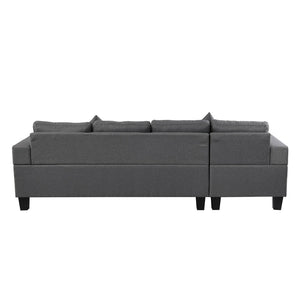 English Elm Sectional Sofa with Reversible Chaise Linen Upholstery Cup Holders Modern Living Room W21483858