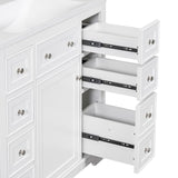 English Elm 36" Bathroom Vanity Without Sink, Cabinet Base Only, One Cabinet and Six Drawers, White