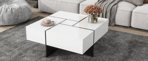 English Elm [new Picture] Square Coffee Table with Hidden Storage and Extendable Sliding Gloss Top WF305182AAK