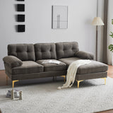 English Elm 83" Modern Sectional Sofas Couches Velvet L Shaped Couches For Living Room, Bedroom, Brown