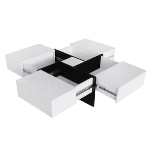 English Elm [new Picture] Square Coffee Table with Hidden Storage and Extendable Sliding Gloss Top WF305182AAK