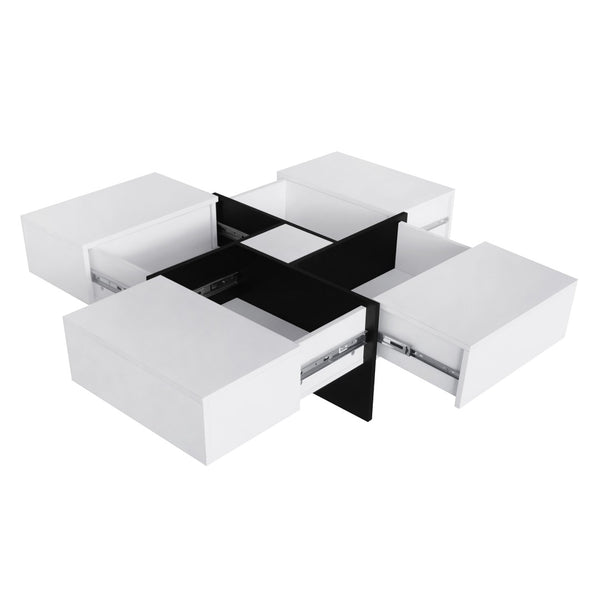 English Elm [new Picture] Square Coffee Table with Hidden Storage and Extendable Sliding Gloss Top WF305182AAK