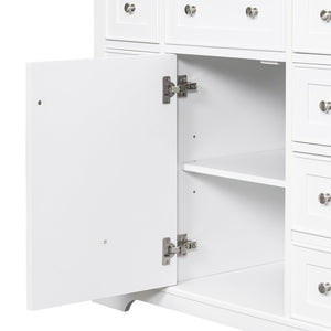 English Elm 36" Solid Wood Bathroom Vanity Base with 6 Drawers & 1 Door, Modern Freestanding Cabinet, Undermount-Compatible White WF306253AAK
