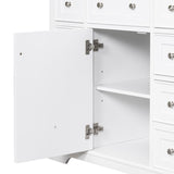 English Elm 36" Bathroom Vanity Without Sink, Cabinet Base Only, One Cabinet and Six Drawers, White