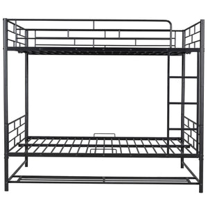 English Elm Full Full Over Metal Bunk Bed with Integrated Ladder, Guardrails and Under-Shelf Storage, Sturdy Steel Frame Black SF000006AAB