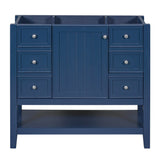 English Elm 36" Bathroom Vanity Without Sink, Cabinet Base Only, One Cabinet and Three Drawers, Blue