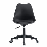 English Elm Modern Family Black Office Chair, Adjustable 360 ° Swivel Chair Engineering Plastic Armless Swivel Computer Chair, Suitable For Living Room, Bedroom, Office, Hotel Dining Room