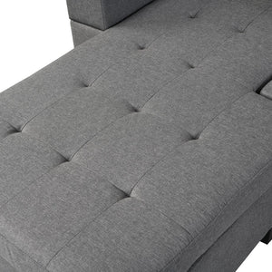 English Elm Sectional Linen Grey 4-Seat Sofa Set with L-Chaise, Cup Holder, Thick Foam Cushions, Left/Right W214S00007