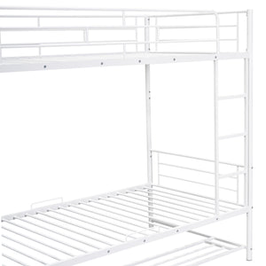 English Elm Twin Over Twin Metal Bunk Bed with Integrated Ladder, Guardrails & Under-Shelf Storage for Kids White MF305475AAK
