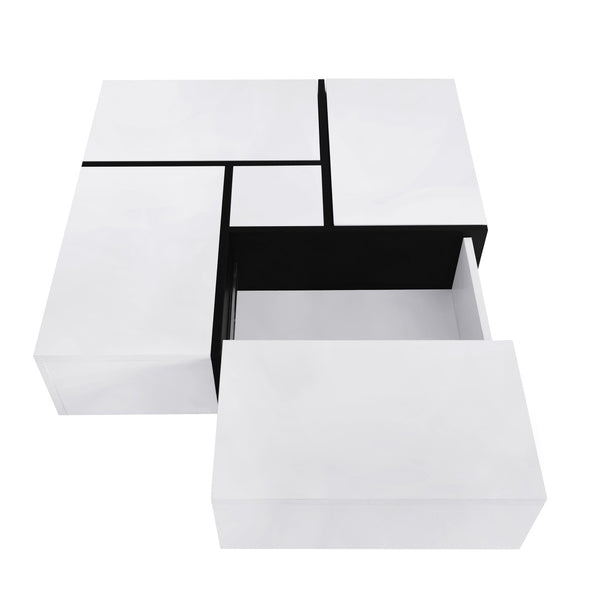 English Elm [new Picture] Square Coffee Table with Hidden Storage and Extendable Sliding Gloss Top WF305182AAK