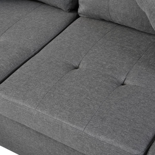 English Elm Sectional Sofa with Reversible Chaise Linen Upholstery Cup Holders Modern Living Room W21483858