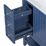 English Elm 36" Bathroom Vanity Without Sink, Cabinet Base Only, One Cabinet and Three Drawers, Blue