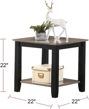 English Elm Simple Contemporary End Table with Walnut Veneer Top and Solid Rubberwood Legs, Square 22" Accent Table Walnut 11 L x 22 W x 27 H HSESF00F6385