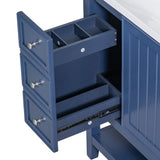 English Elm 36" Bathroom Vanity Without Sink, Cabinet Base Only, One Cabinet and Three Drawers, Blue