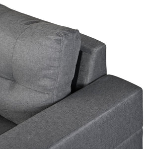 English Elm Sectional Sofa with Reversible Chaise Cup Holders Gray Linen 4 Seat Living Room W21483854