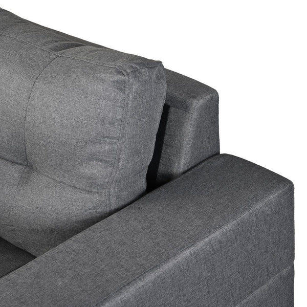 English Elm Sectional Sofa with Reversible Chaise Cup Holders Gray Linen 4 Seat Living Room W21483854