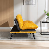 Hearth and Haven Convertible Sofa Bed Loveseat Futon Bed Breathable Adjustable Lounge Couch with Metal Legs, Futon Sets For Compact Living Space Chenille-Yellow W676104338