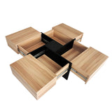 English Elm Unique Design Coffee Table With 4 Hidden Storage Compartments, Square Cocktail Table With Extendable Sliding Tabletop, Uv High-Gloss Design Center Table For Living Room, 31.5"X 31.5"