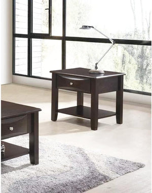 English Elm Simple Contemporary End Table with Walnut Veneer Top and Solid Rubberwood Legs, Square 22" Accent Table Antique Black,Espresso 11 L x 24 W x 27 H HSESF00F6388
