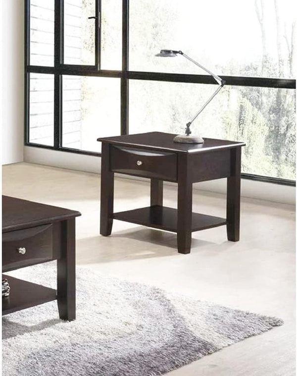 English Elm Simple Contemporary End Table with Walnut Veneer Top and Solid Rubberwood Legs, Square 22" Accent Table Antique Black,Espresso 11 L x 24 W x 27 H HSESF00F6388