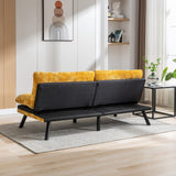 Hearth and Haven Convertible Sofa Bed Loveseat Futon Bed Breathable Adjustable Lounge Couch with Metal Legs, Futon Sets For Compact Living Space Chenille-Yellow W676104338