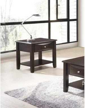 English Elm Simple Contemporary End Table with Walnut Veneer Top and Solid Rubberwood Legs, Square 22" Accent Table Antique Black,Espresso 11 L x 24 W x 27 H HSESF00F6388