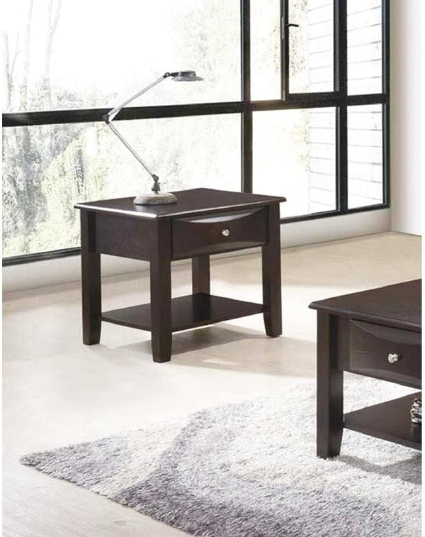 English Elm Simple Contemporary End Table with Walnut Veneer Top and Solid Rubberwood Legs, Square 22" Accent Table Antique Black,Espresso 11 L x 24 W x 27 H HSESF00F6388