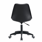 English Elm Modern Family Black Office Chair, Adjustable 360 ° Swivel Chair Engineering Plastic Armless Swivel Computer Chair, Suitable For Living Room, Bedroom, Office, Hotel Dining Room