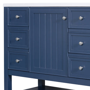 English Elm 36" Bathroom Vanity With Sink, Stylish Blue Finish, Ample Storage, Durable Design For Modern Spaces N725P246500C