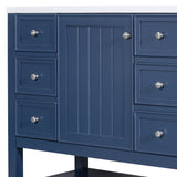 English Elm 36" Bathroom Vanity Without Sink, Cabinet Base Only, One Cabinet and Three Drawers, Blue