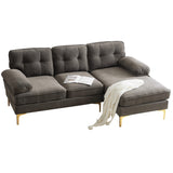 English Elm 83" Modern Sectional Sofas Couches Velvet L Shaped Couches For Living Room, Bedroom, Brown