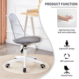 English Elm Smoke Gray Modern Home Office Desk and Chair, Adjustable 360 ° Rotating Chair Engineering Plastic Armless Rotating Computer Chair, Suitable For Living Rooms, Bedrooms, and Offices