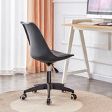 English Elm Modern Family Black Office Chair, Adjustable 360 ° Swivel Chair Engineering Plastic Armless Swivel Computer Chair, Suitable For Living Room, Bedroom, Office, Hotel Dining Room