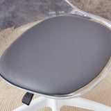 English Elm Smoke Gray Modern Home Office Desk and Chair, Adjustable 360 ° Rotating Chair Engineering Plastic Armless Rotating Computer Chair, Suitable For Living Rooms, Bedrooms, and Offices