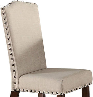 English Elm Classic Cream Upholstered Dining Chairs Set of 2 — Nailhead Trim, Solid Rubberwood Legs, Cushioned Comfort for Entertaining HSESF00F1546