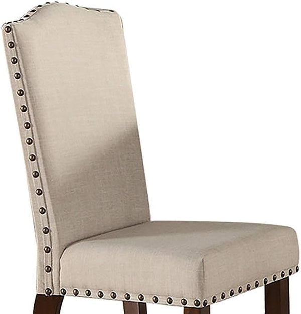 English Elm Classic Cream Upholstered Dining Chairs Set of 2 — Nailhead Trim, Solid Rubberwood Legs, Cushioned Comfort for Entertaining HSESF00F1546