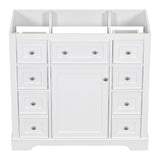 English Elm 36" Bathroom Vanity Without Sink, Cabinet Base Only, One Cabinet and Six Drawers, White