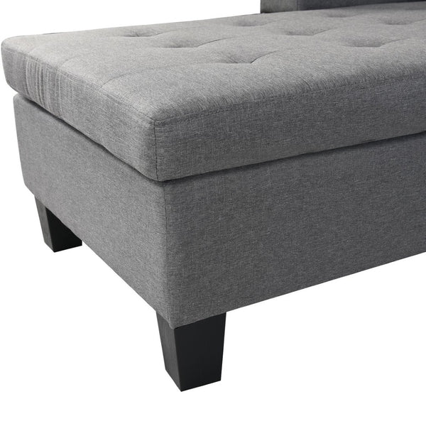 English Elm Sectional Sofa with Reversible Chaise Linen Upholstery Cup Holders Modern Living Room W21483858